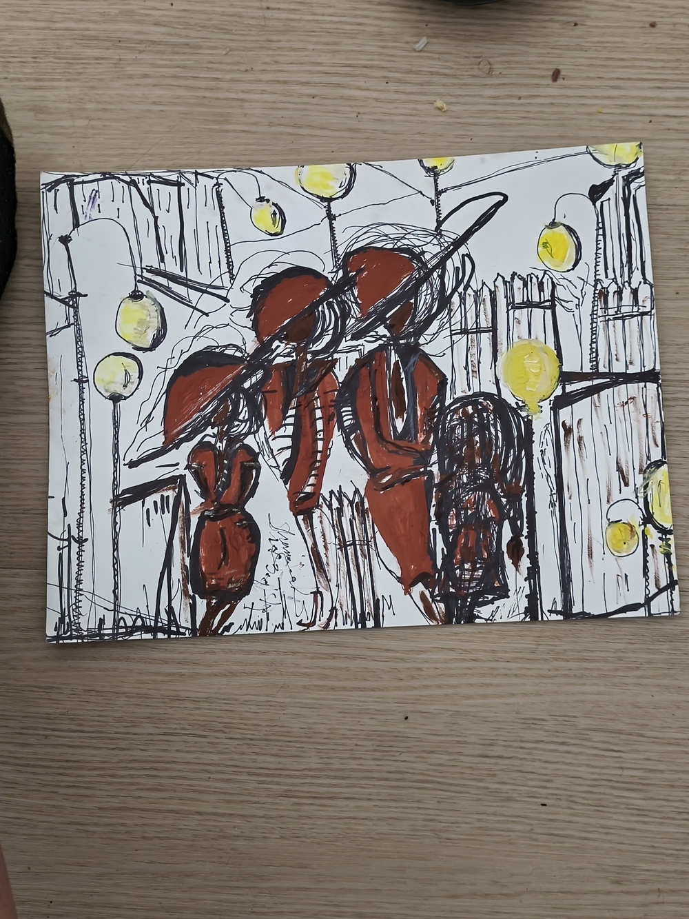 Abstract Mixed Media Artwork in White & Red